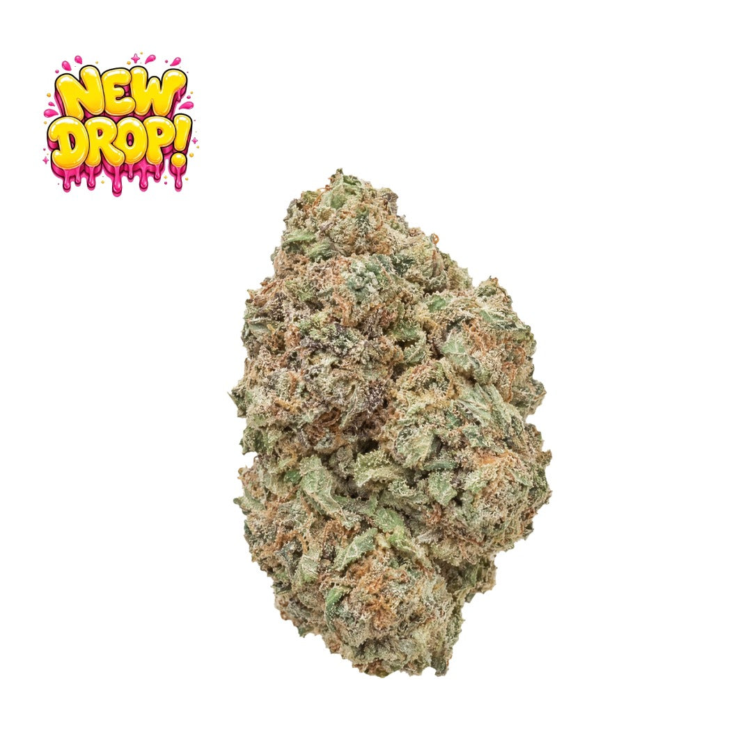 Blue Buzzballz single nug with New Drop graphic, illustrative