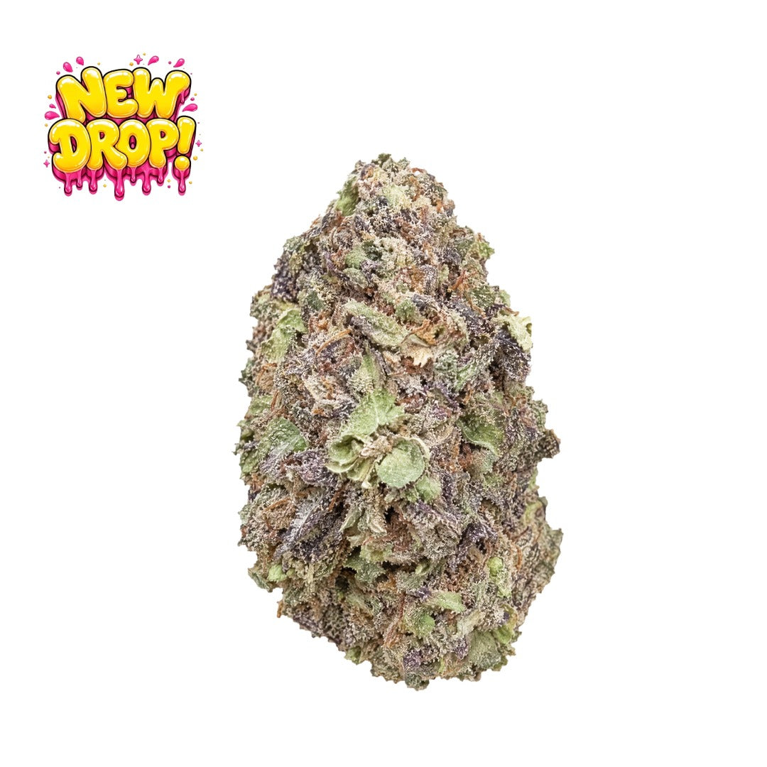 Gush Mints single nug with New Drop graphic, illustrative