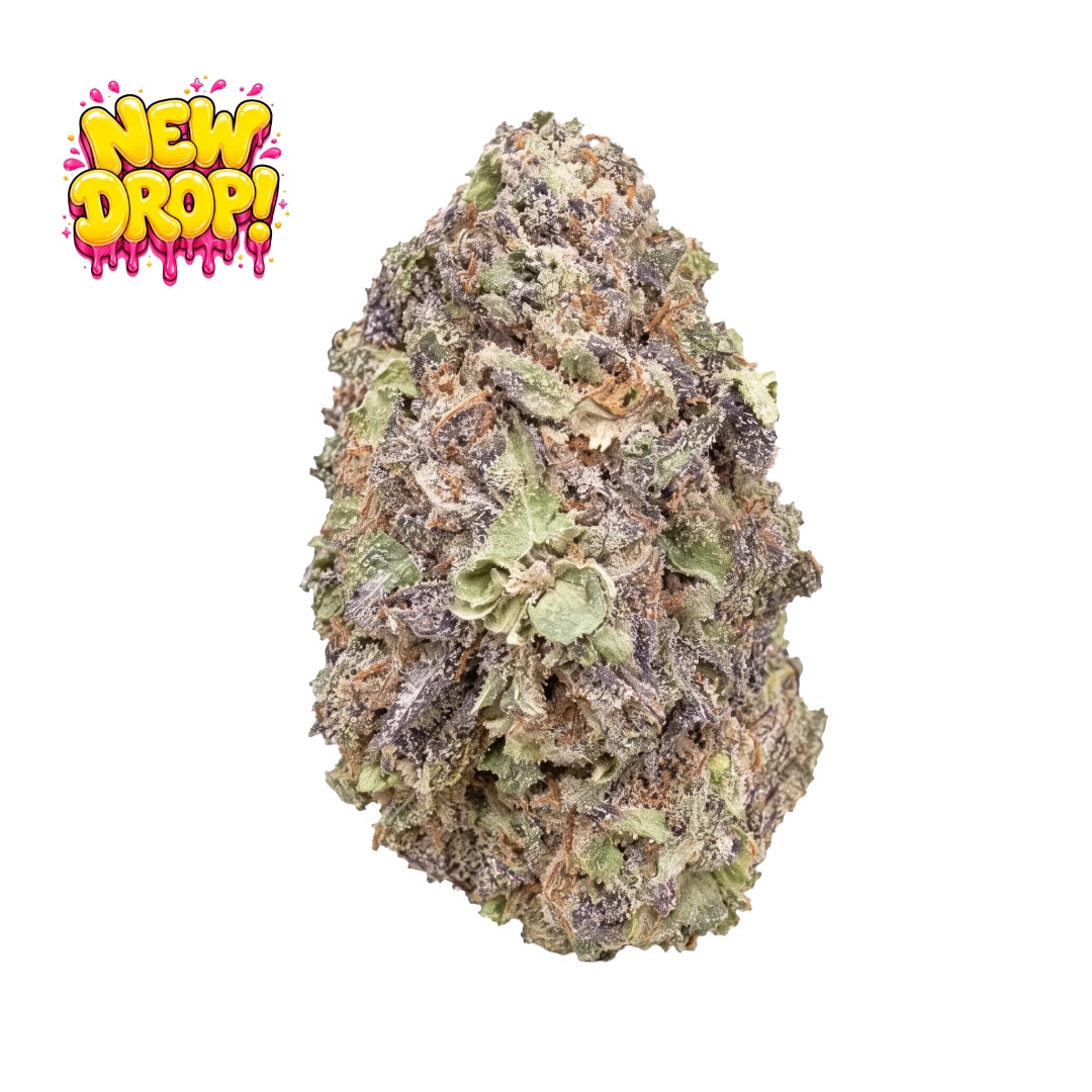 Gush Mints single nug with New Drop graphic, illustrative