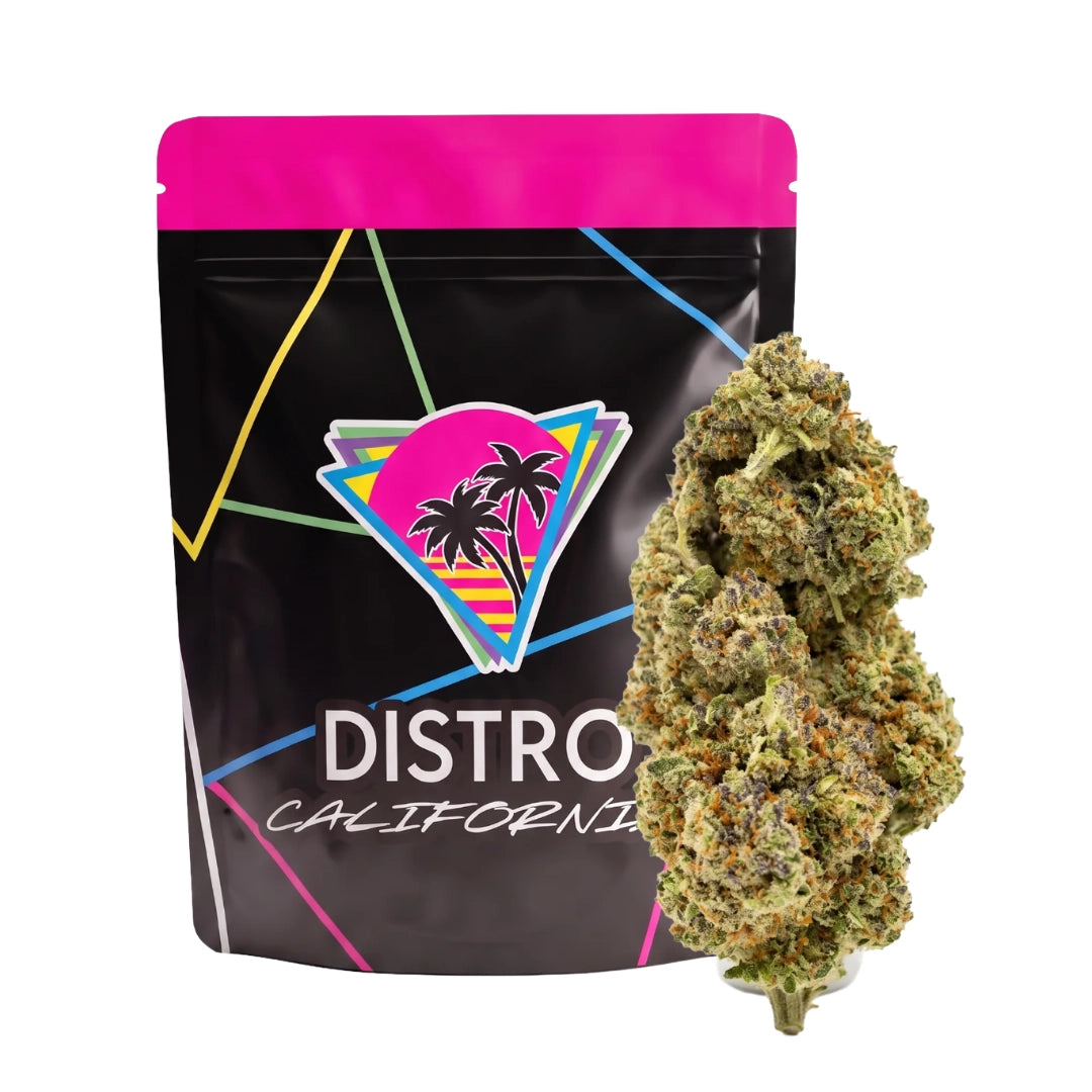 ICC single nug in front of a Distro California bag, illustrative