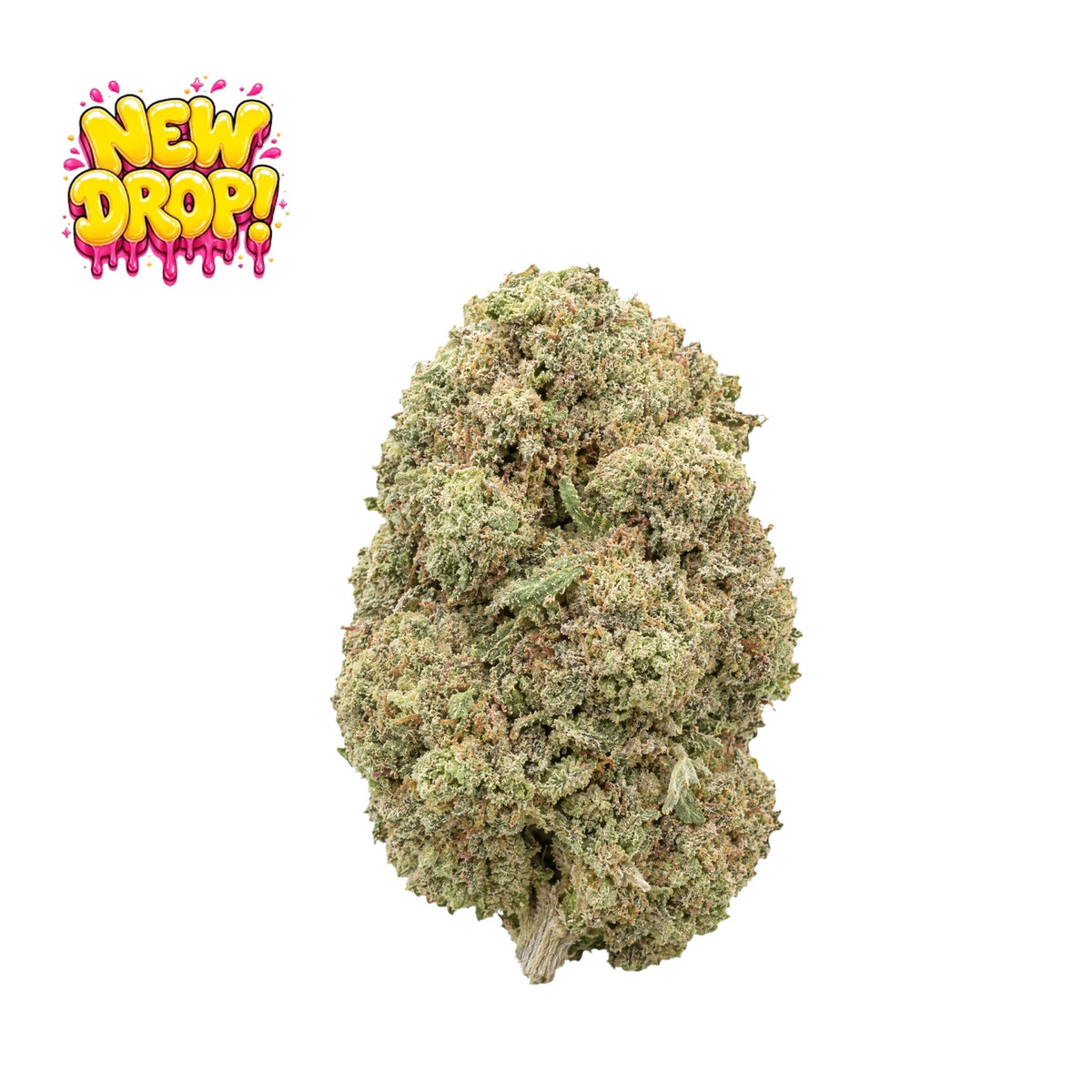 Peach single nug with New Drop graphic, illustrative